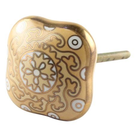 Mustard Square Ceramic Wardrobe Knob Online